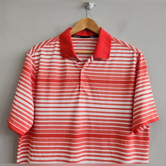 Nike Dri Fit Golf Tour Performance Polo Shirt Striped Red Men's Size Large - Picture 2 of 7